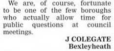 Extract of letter in News Shopper dated 25th May 2011