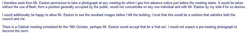 Email to Dave Easton