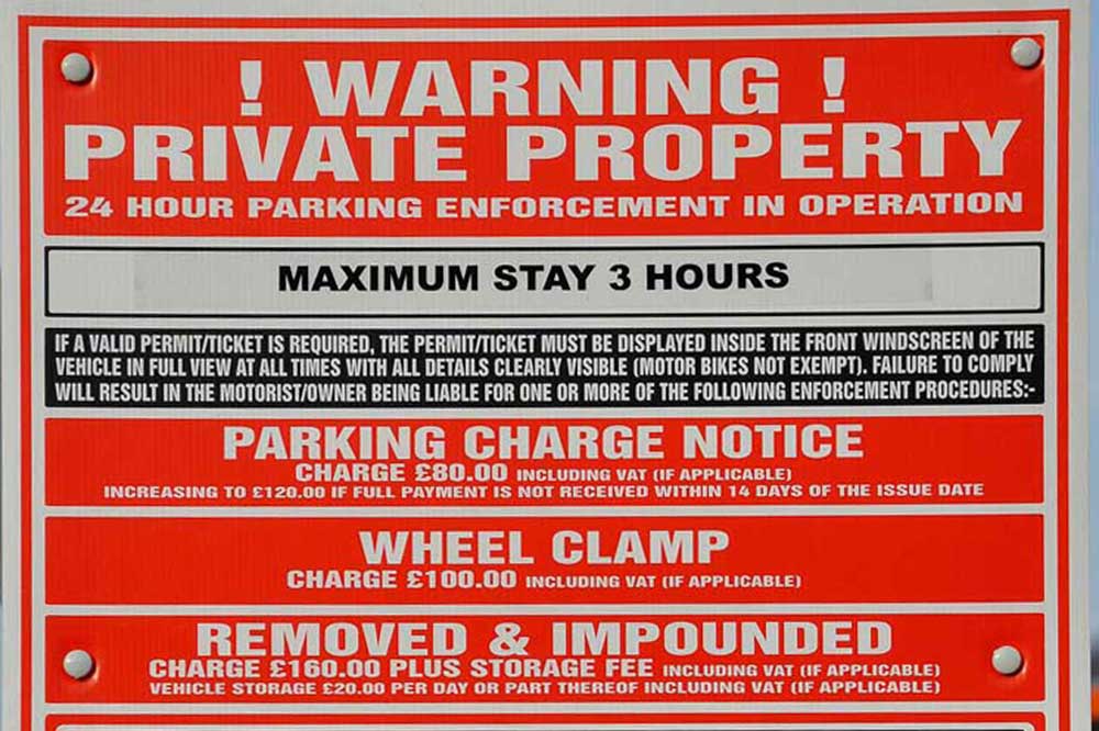 B&Q car park notice. Click to enlarge