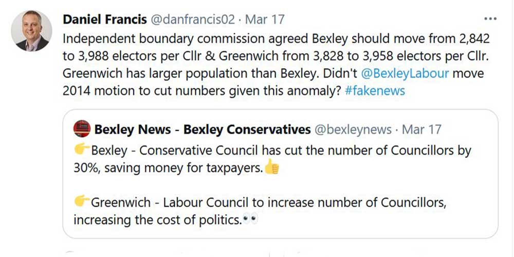 Bexley Labour Tweet