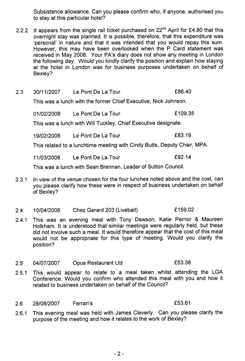 Enquiry to Ian Clement, Page 2