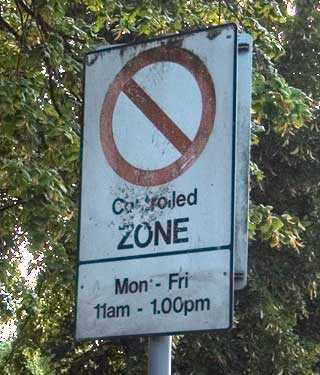 Controlled parking zone sign