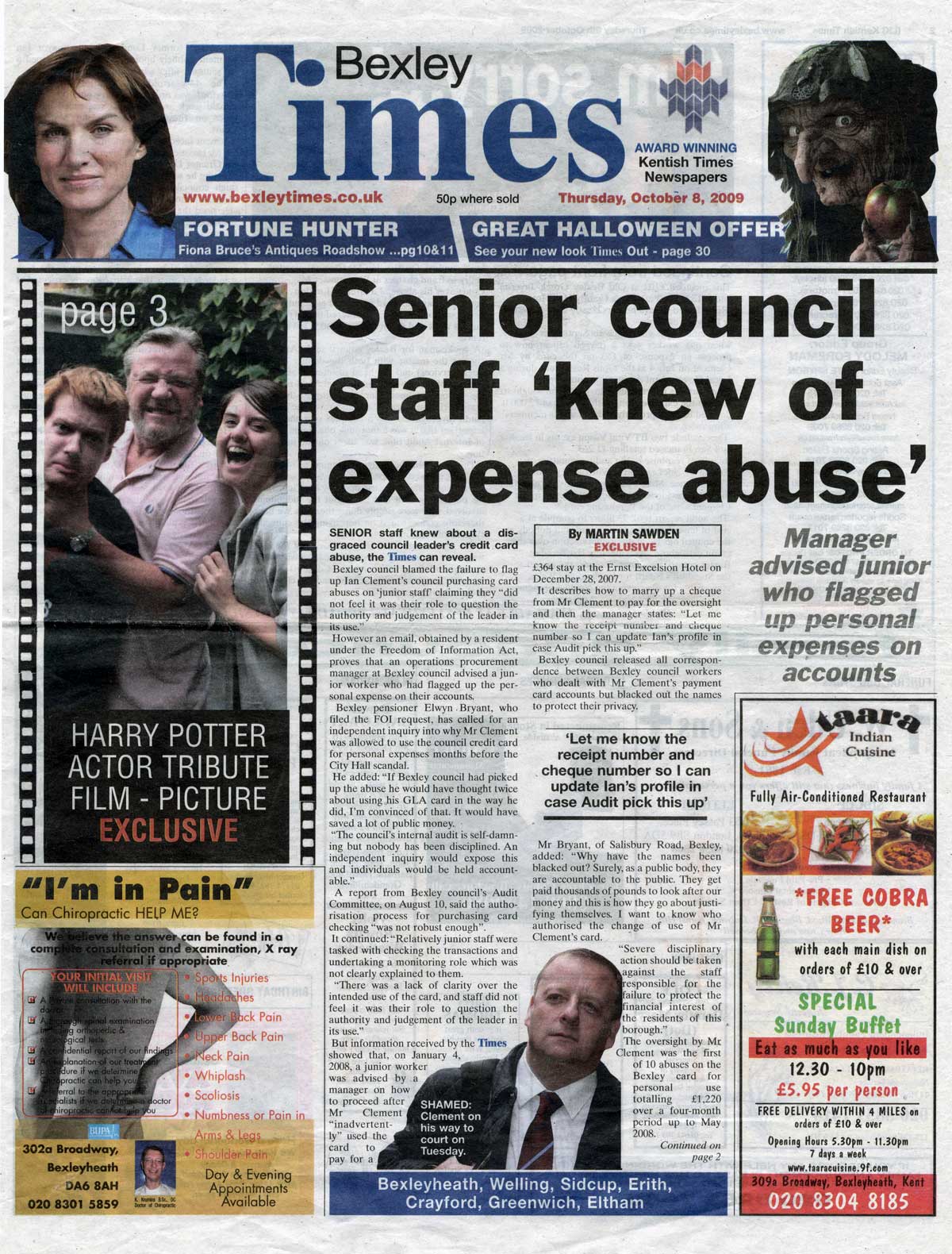 Bexley Times, 6 October 2009, page 1