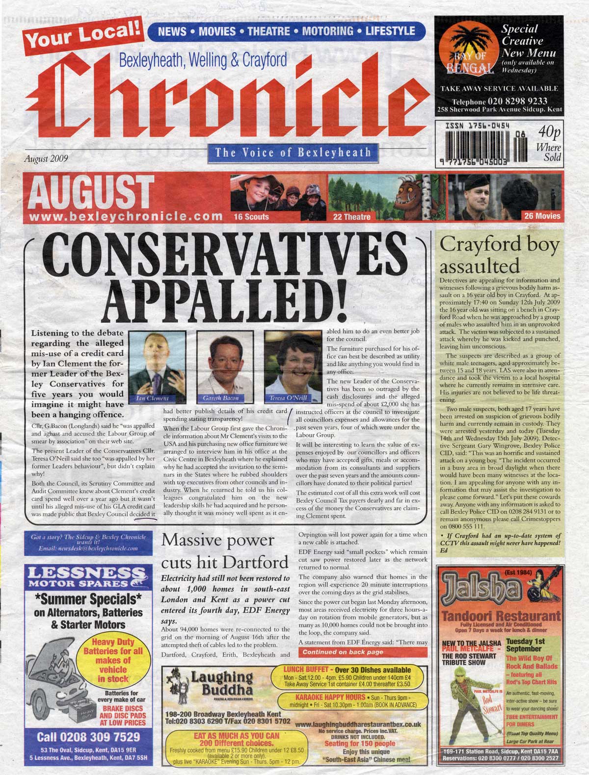 Bexleyheath Chronicle, August 2009, page 1