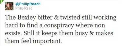 Tweet by Philip David Read