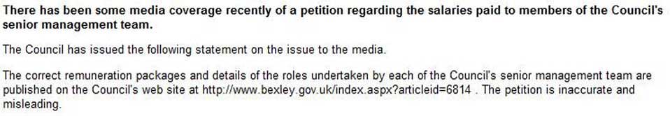 Council's statement on salaries
