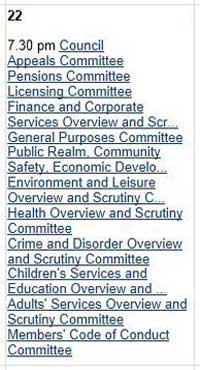 Calendar of Meetings