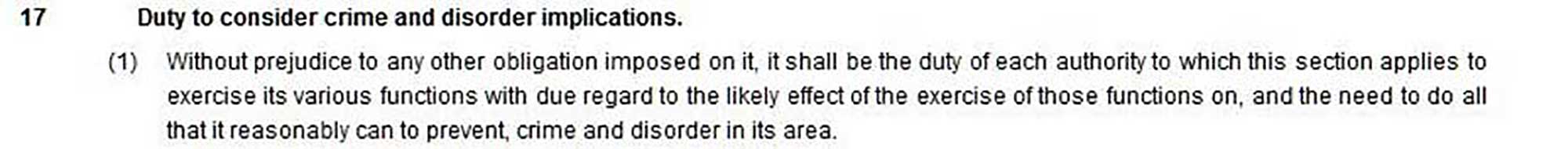 Section 17 of the Crime and Disorder Act 1998 Section 17
