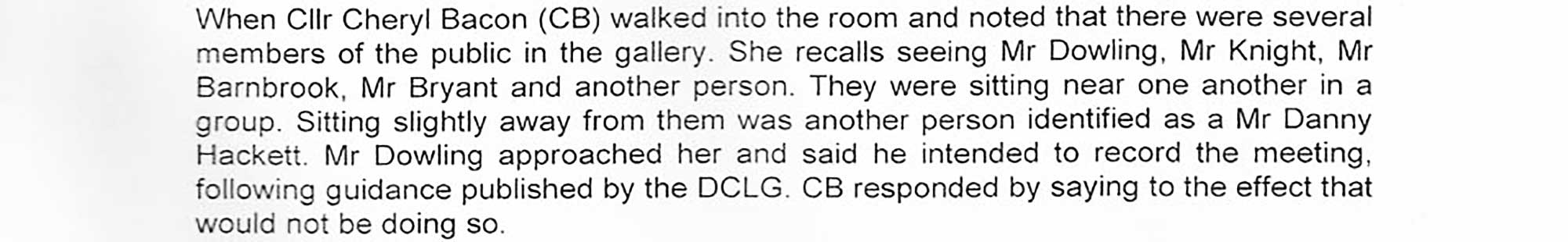 Cheryl Bacon's statement