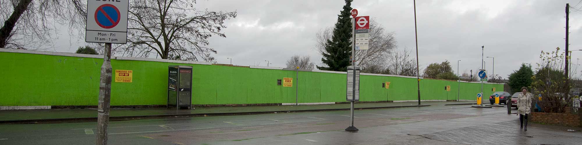 Proper boarding, across the road in Greenwich Boarded