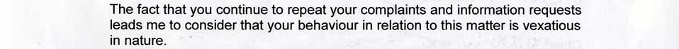 Extract of letter from Will Tuckley Vexatious