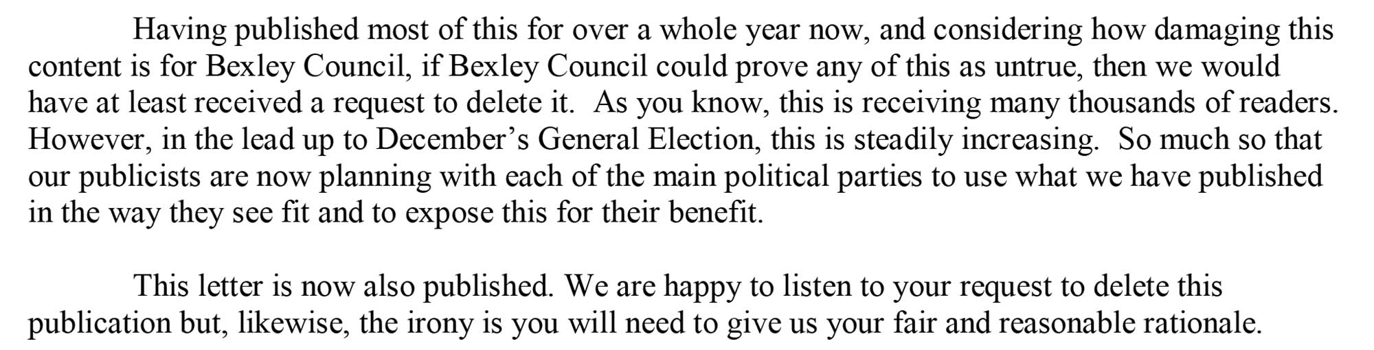 Letter to David Evennett