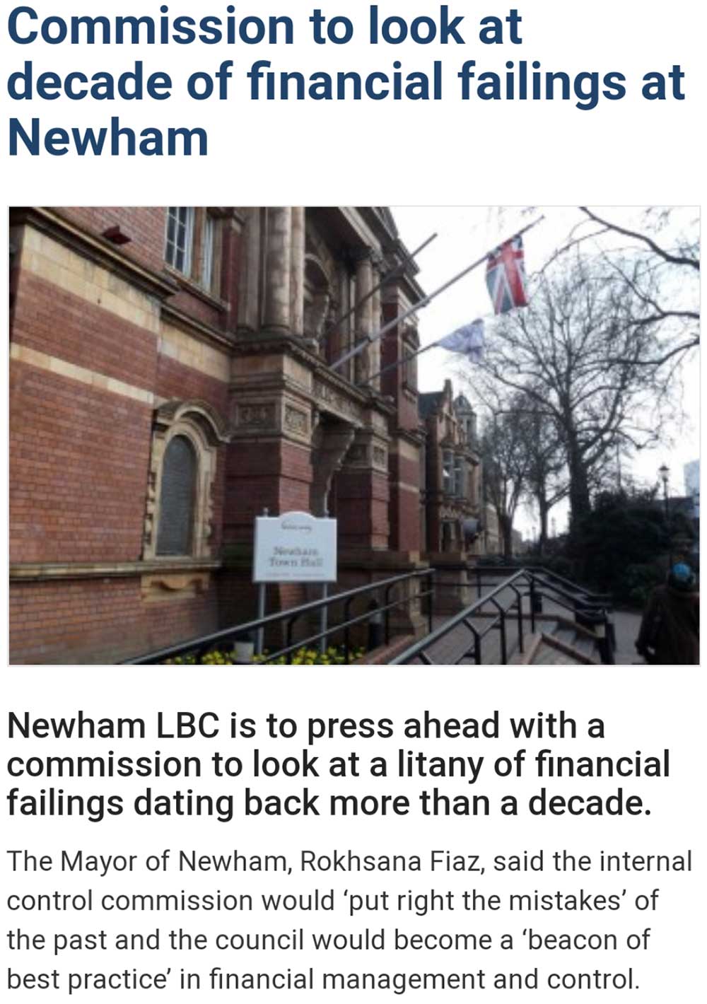 Newham's finances
