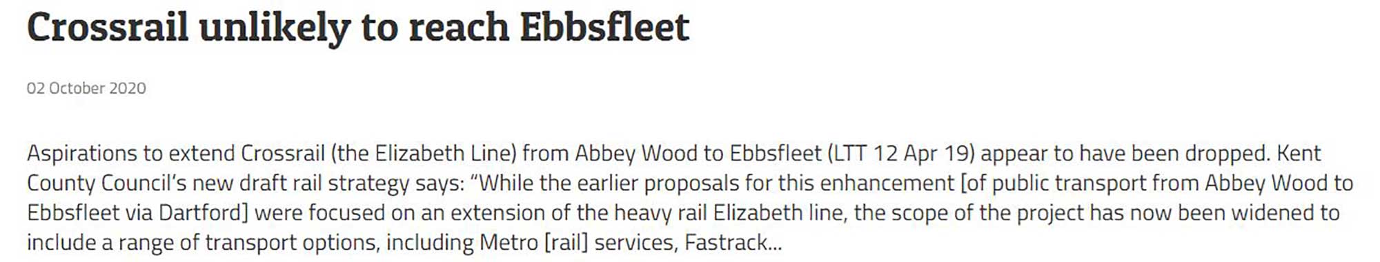 Crossrail to Ebbsfleet or perhaps not! Crossrail to Ebbsfleet