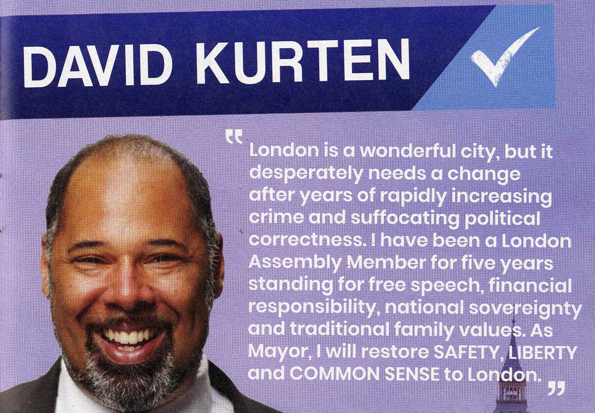 David Kurten Mayoral and GLA Member candidate David Kurten