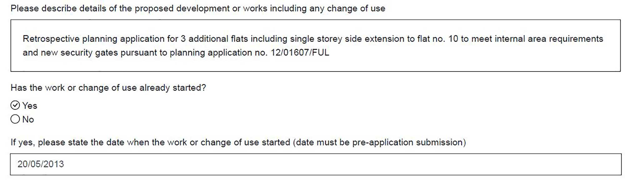 Another retrospective planning application Drayman