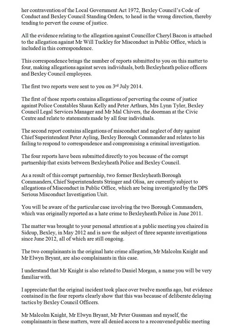 Letter to Hogan-Howe