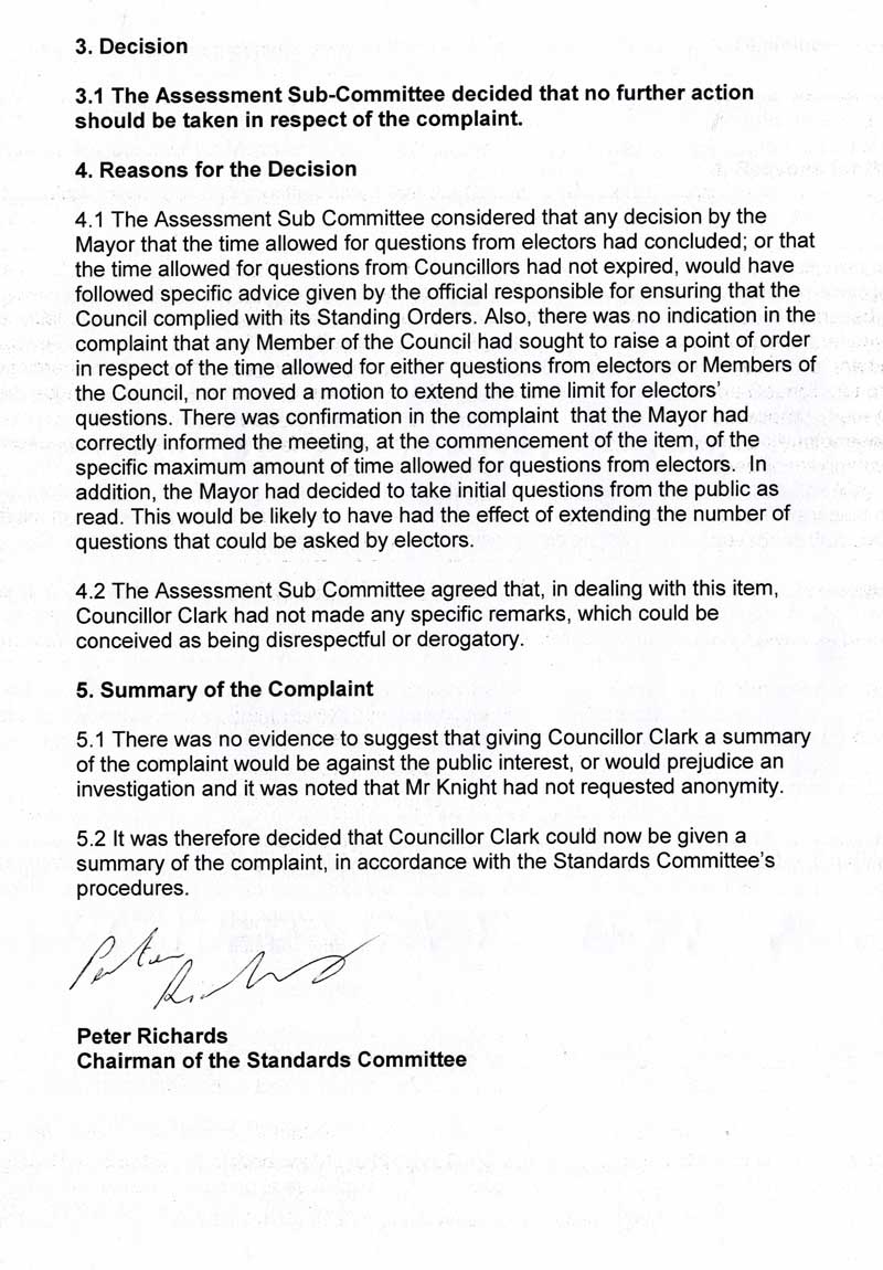 Reply from Standards Board