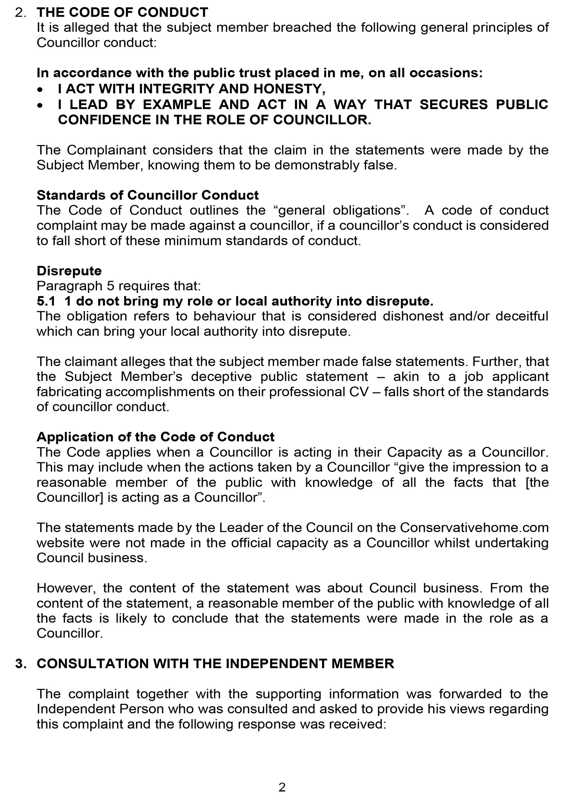 Reply from Monitoring Officer