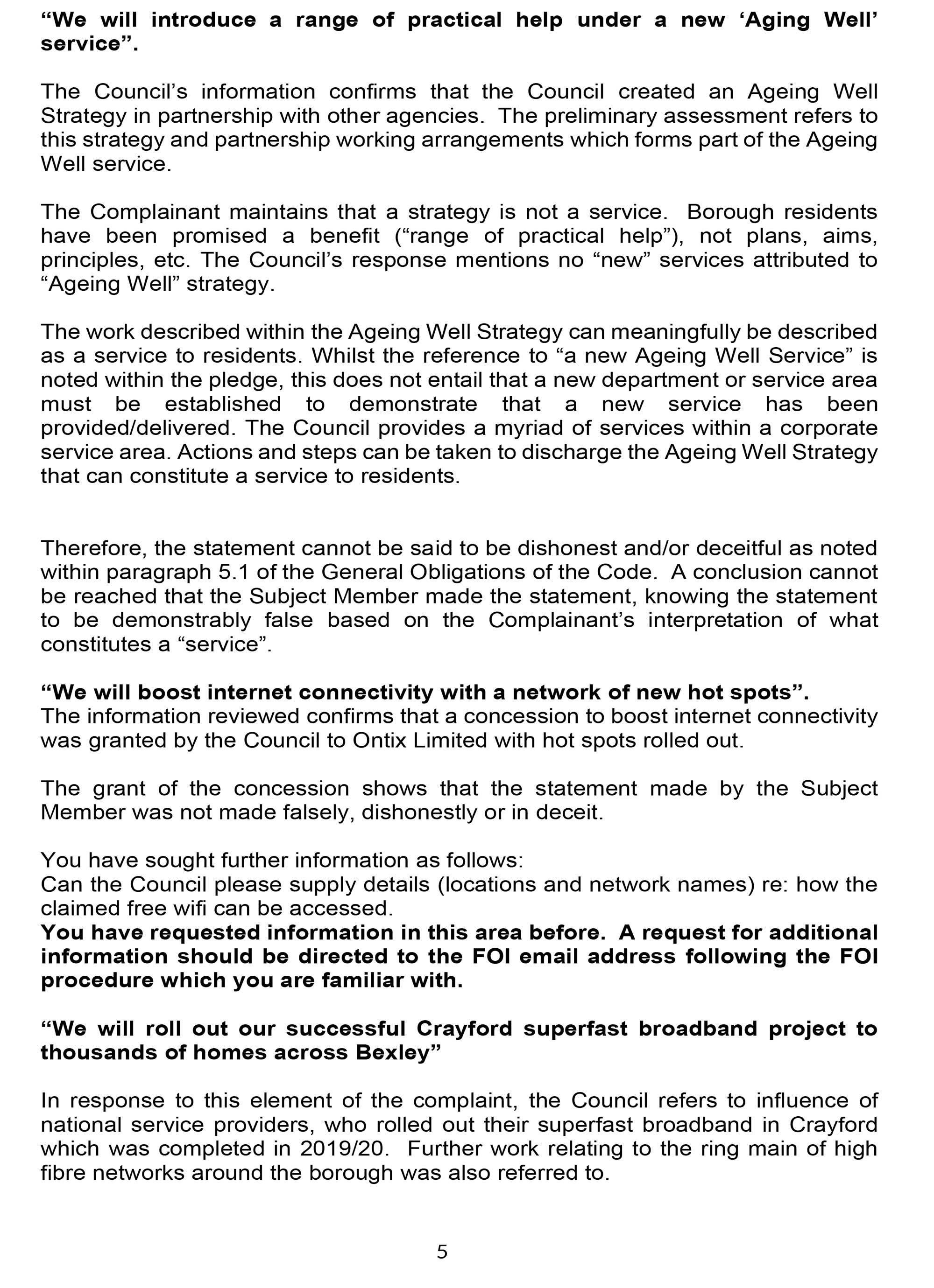 Reply from Monitoring Officer