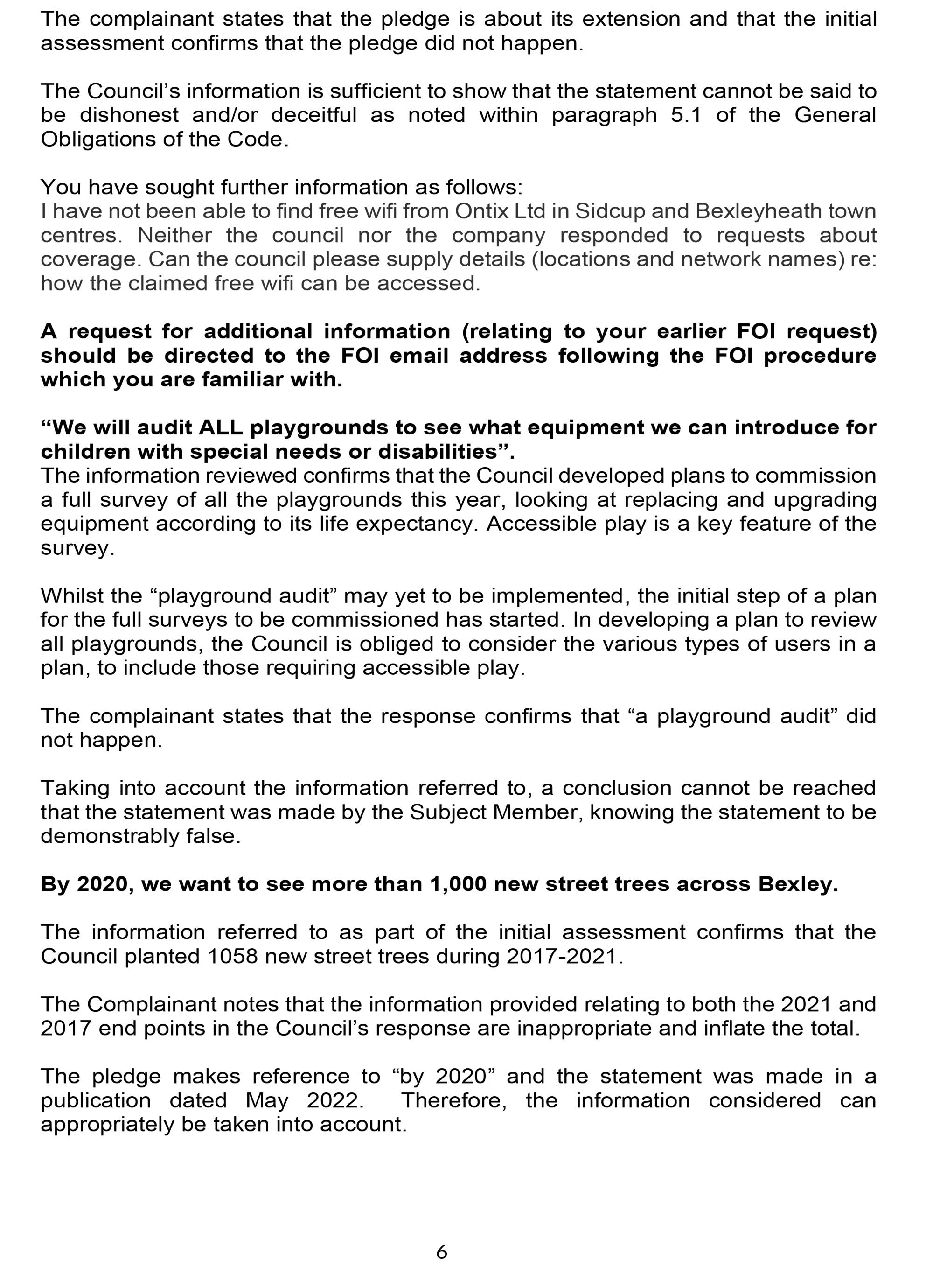 Reply from Monitoring Officer