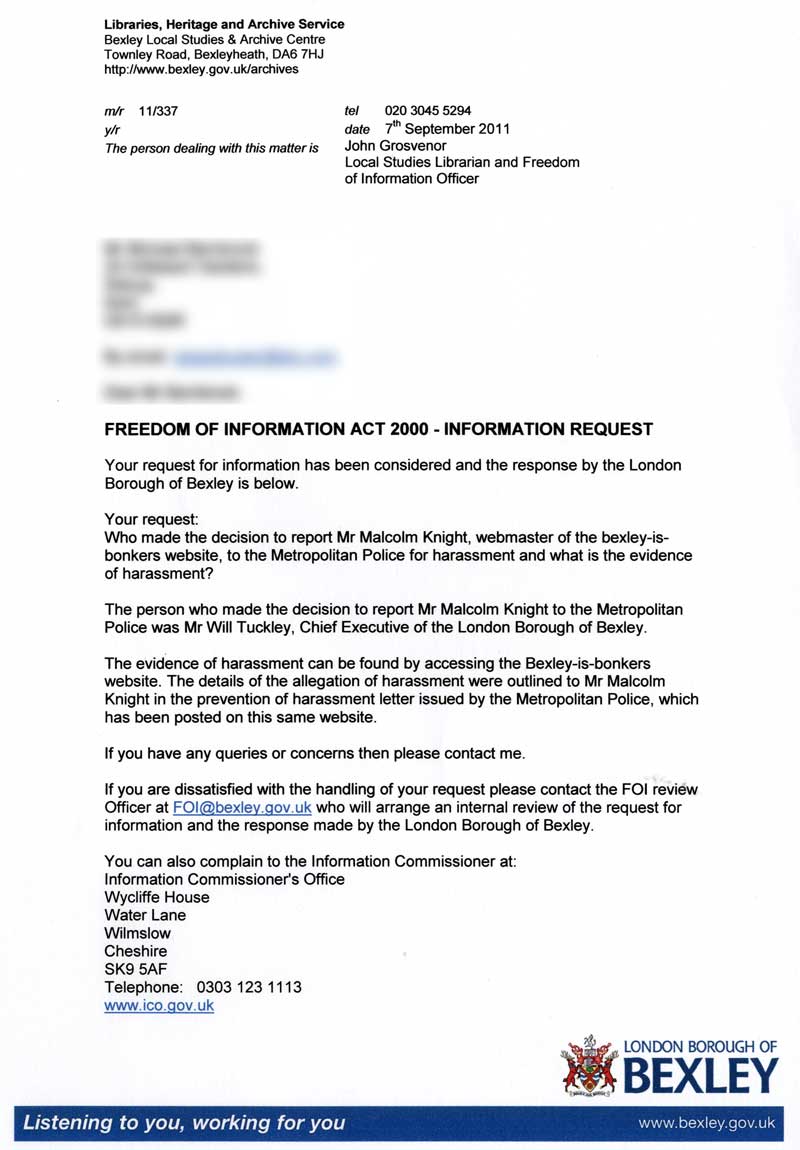 Freedom of Information request - response