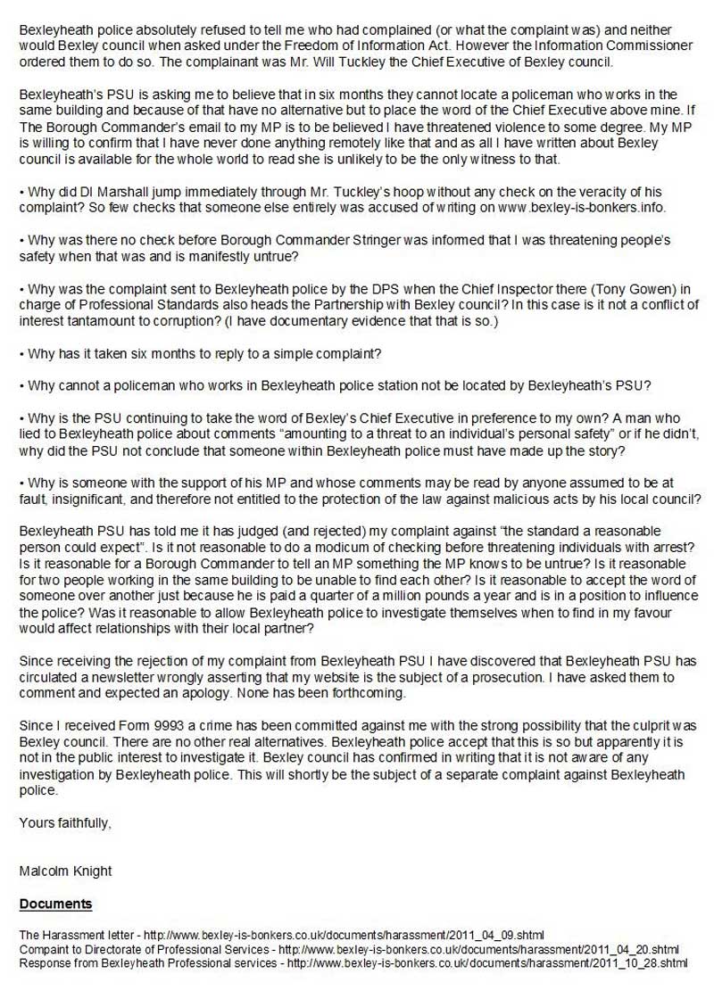 Complaint to IPCC about the issue of Form 9993