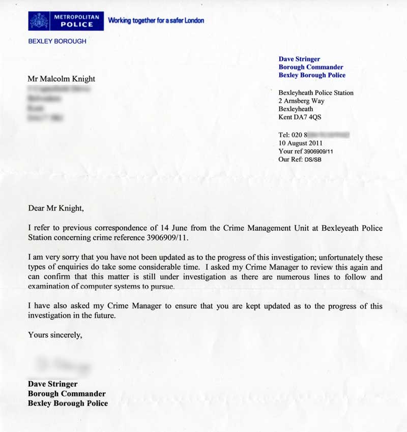 Letter from Commander Stringer