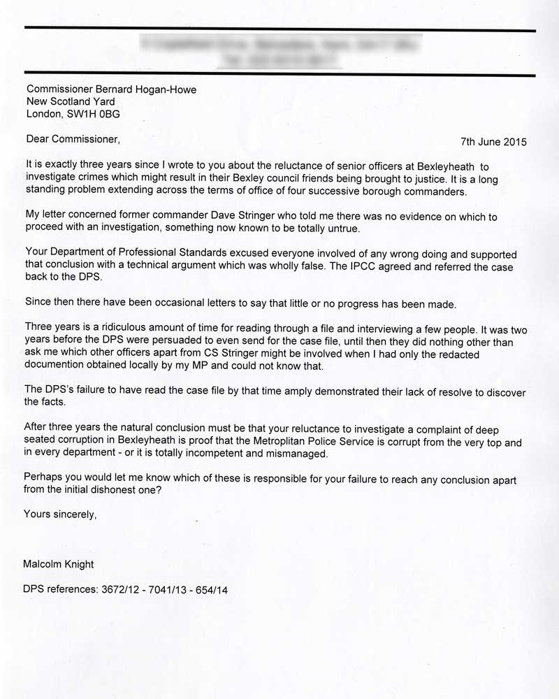 Letter to Commissioner