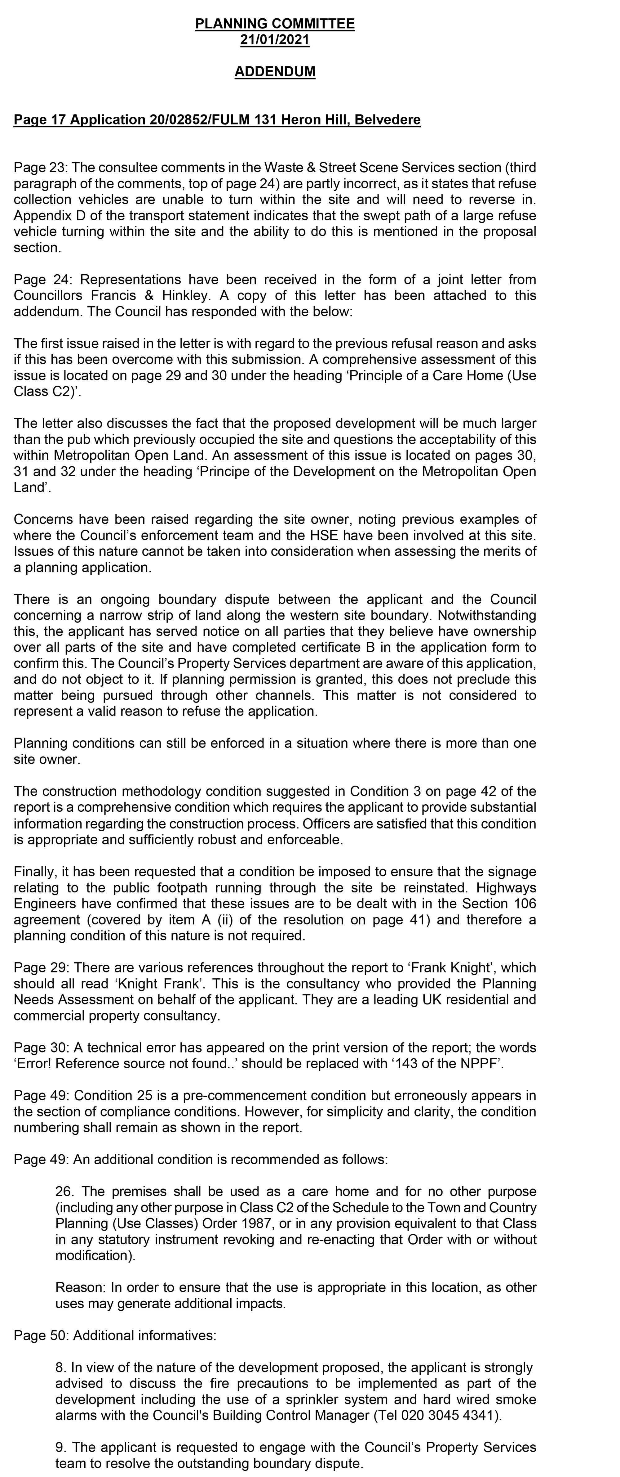 Ye Olde Leather Bottle Planning Addendum