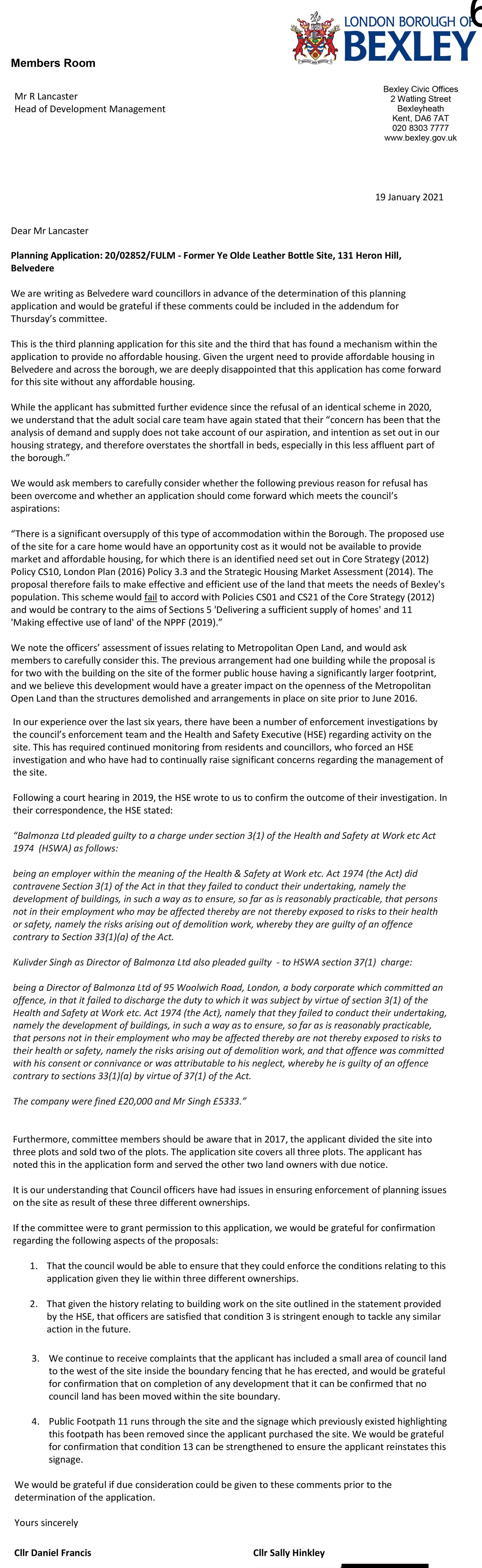 Ye Olde Leather Bottle Planning Addendum