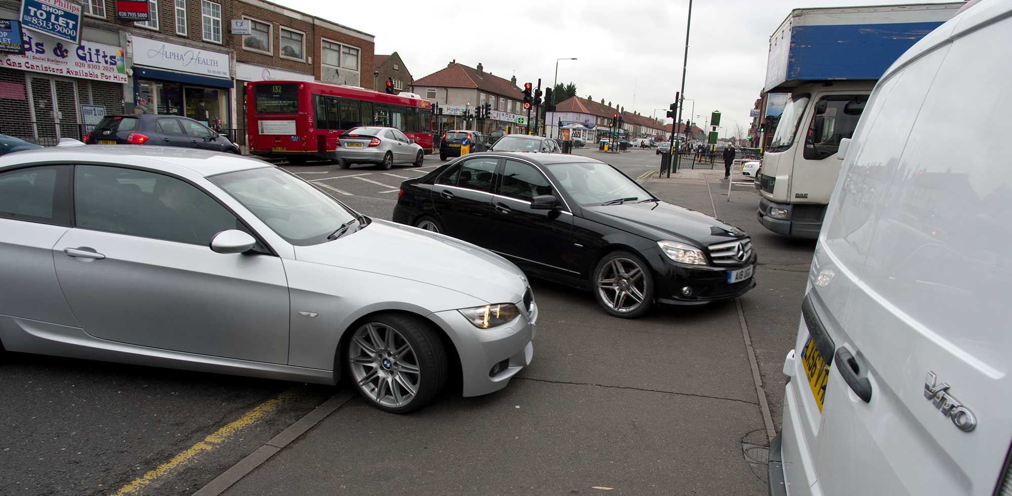 Cars changing places