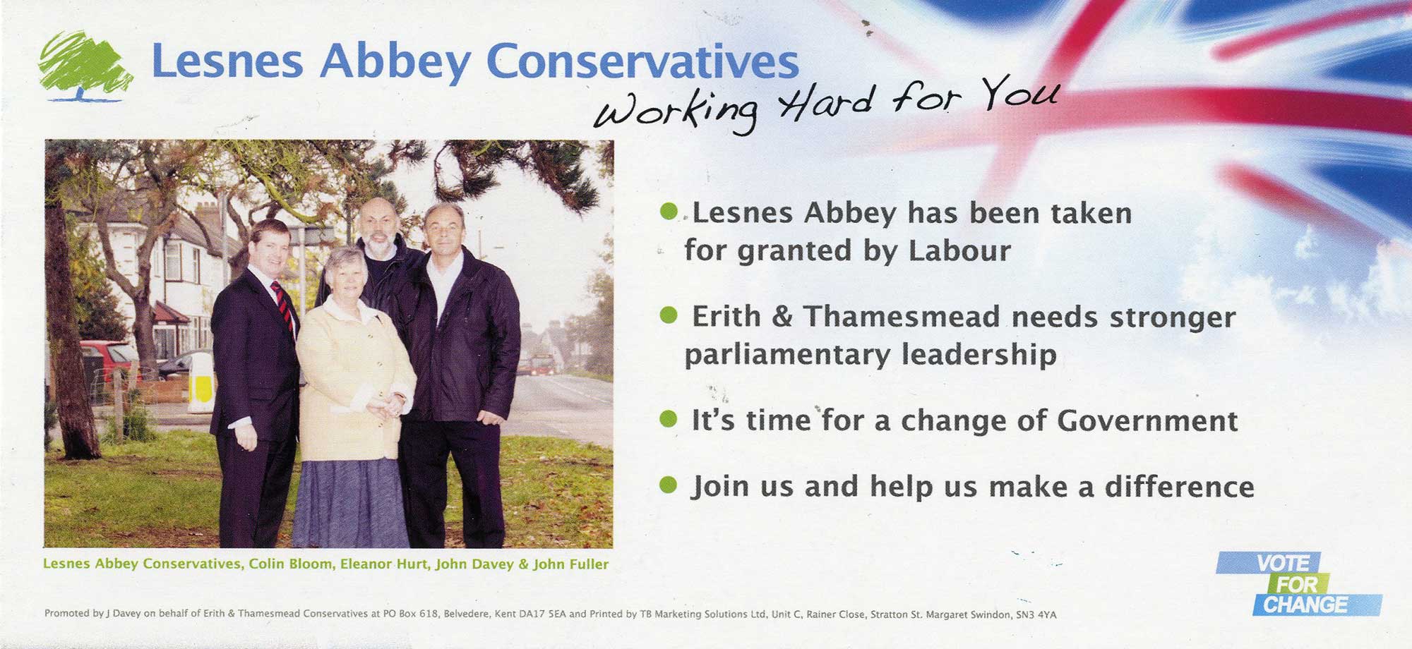 Lesnes Abbey Ward Conservative leaflet December 2009