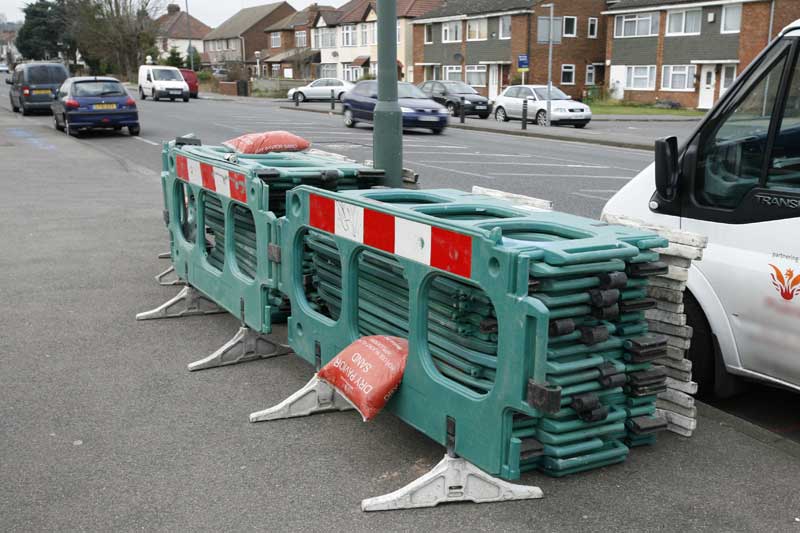 Building materials on Shoulder of Mutton Green