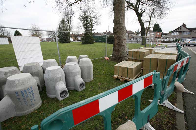 Building materials on Shoulder of Mutton Green
